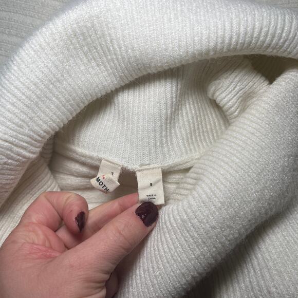 MOTH by Anthropologie Cream Ribbed Cowl Neck Sweater Size Small - Picture 5 of 6